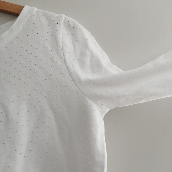 A.P.C White 100% Cotton 3/4 Sleeve Light Sweater with Micro Hole Pattern Large - Picture 6 of 14